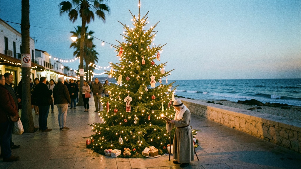 Playas encendió su árbol navideño tras el pregón de fe y arte en el malecón