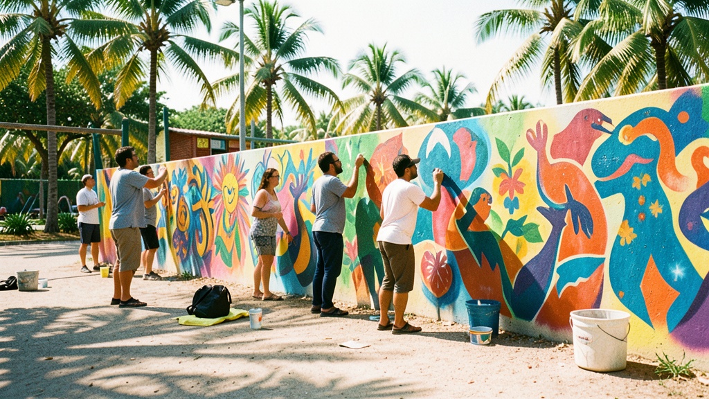 Cuatro pintores transforman el parque infantil de Playas con murales y arte urbano