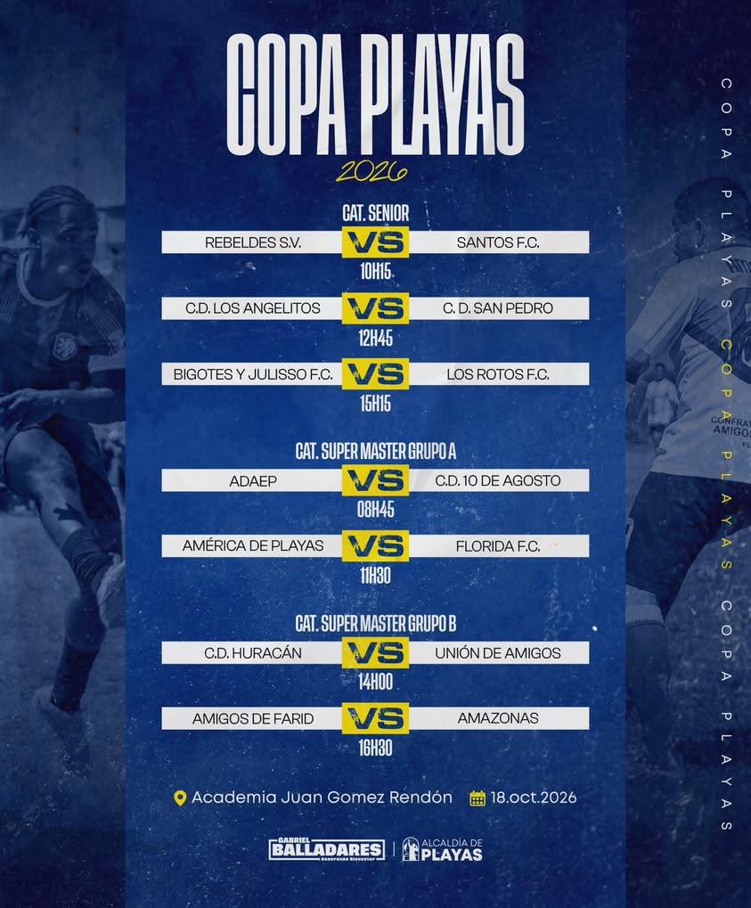 Copa Playas 2026: este domingo hay fútbol en la cancha de Juan Gómez Rendón