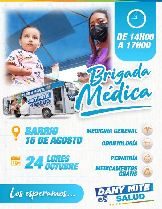 Brigada médica gratuita atendió en 15 de Agosto este lunes 24